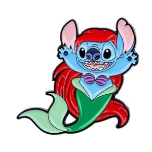 Lilo and Stitch as The Little Mermaid Enamel Pin